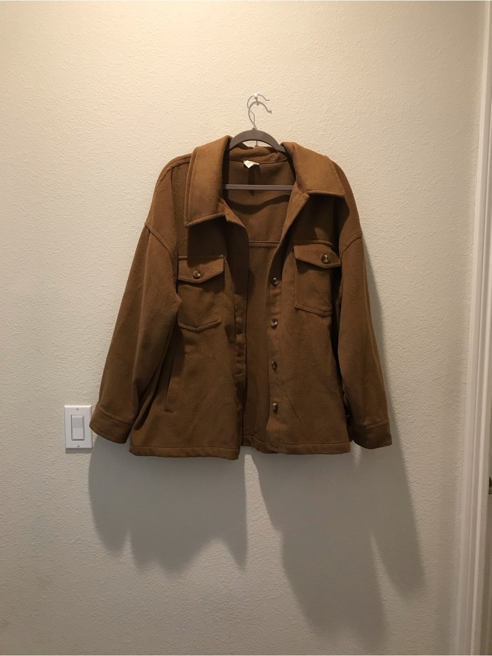 a.n.a Tan Teddy Shacket Jacket